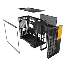 Кутия за компютър Geometric Future Case EATX - Model 5 Vent Black/Yellow - 5 x 140 mm aRGB fans included