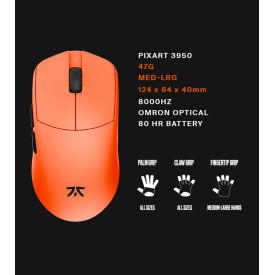 Безжична мишка Lamzu MAYA X 8K - Wireless Gaming Mouse - Fnatic Special Edition Orange