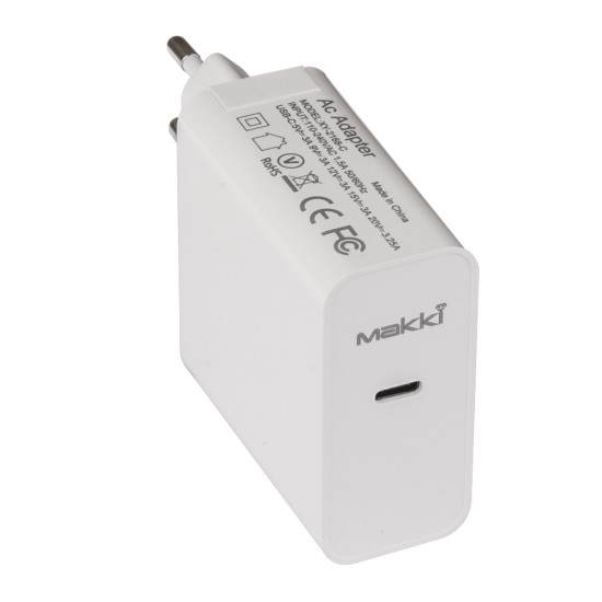 Зарядно Makki Charger Wall GaN - USB Type-C 65W White - MAKKI-GN65W