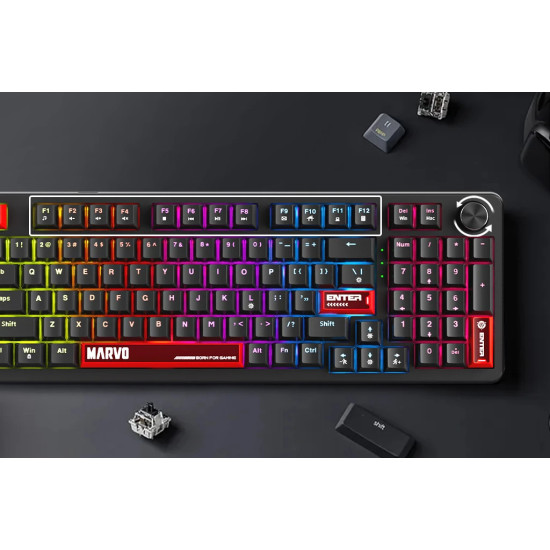 Клавиатура Marvo Gaming Mechanical Keyboard Arma 98 KG937 - 1K, TNT Peach Switches [Linear], (English US)