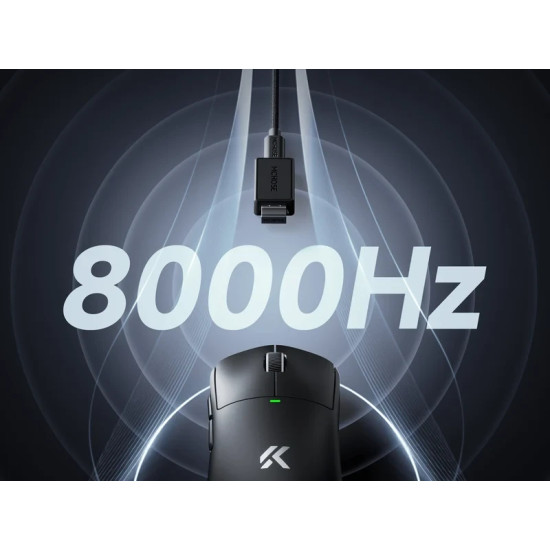 Безжична мишка MCHOSE A5 V3 Black - Ultralight 8K Wireless Mouse, Omron Mechanical Switches