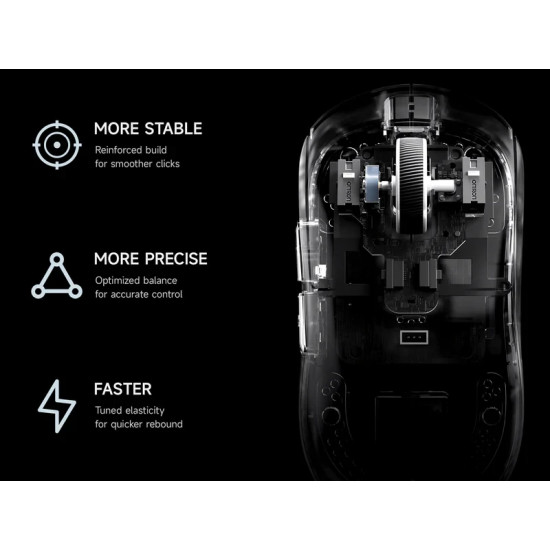 Безжична мишка MCHOSE A5 V3 Black - Ultralight 8K Wireless Mouse, Omron Mechanical Switches