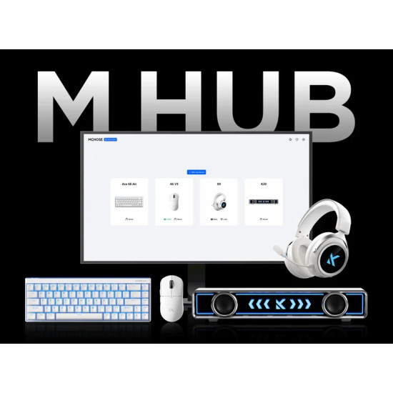 Безжична мишка MCHOSE A5 V3 Black - Ultralight 8K Wireless Mouse, Omron Mechanical Switches