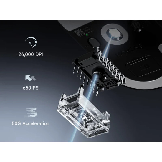 Безжична мишка MCHOSE A5 V3 Black - Ultralight 8K Wireless Mouse, Omron Mechanical Switches
