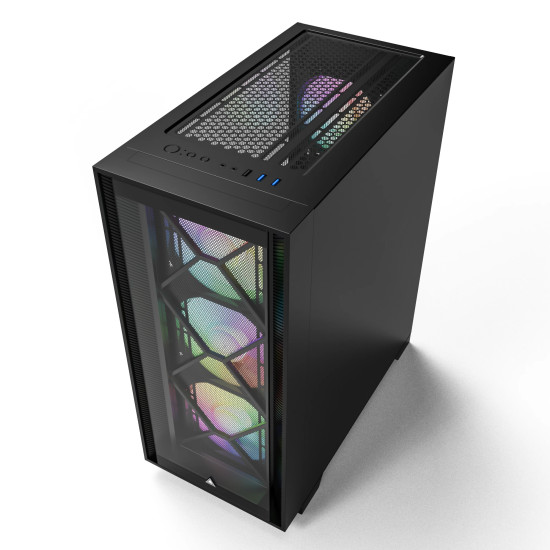 Кутия за компютър Montech AIR 1000 PREMIUM, Mid-tower Case, TG, 2 Front Panels, 4x120mm ARGB Fans, Black