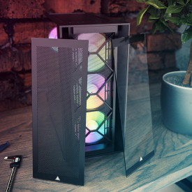 Кутия за компютър Montech AIR 1000 PREMIUM, Mid-tower Case, TG, 2 Front Panels, 4x120mm ARGB Fans, Black