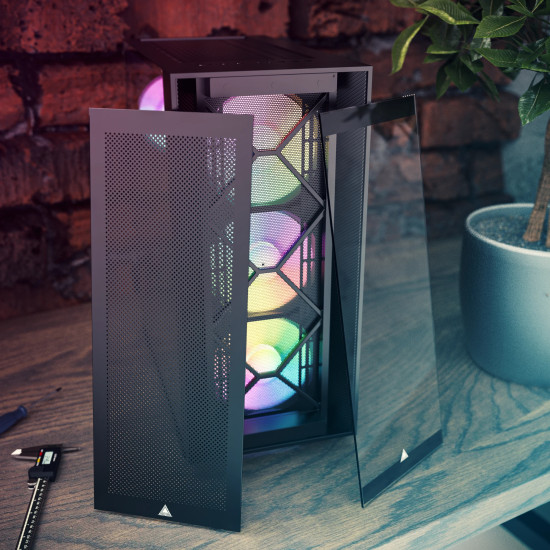 Кутия за компютър Montech AIR 1000 PREMIUM, Mid-tower Case, TG, 2 Front Panels, 4x120mm ARGB Fans, Black