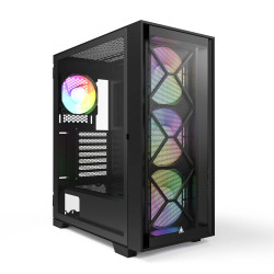 Кутия за компютър Montech AIR 1000 PREMIUM, Mid-tower Case, TG, 2 Front Panels, 4x120mm ARGB Fans, Black