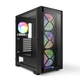 Кутия за компютър Montech AIR 1000 PREMIUM, Mid-tower Case, TG, 2 Front Panels, 4x120mm ARGB Fans, Black
