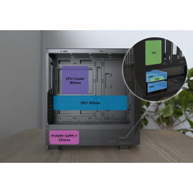 Кутия за компютър Montech Case mATX - X5 (B) - 4 A-RGB fans, USB-C