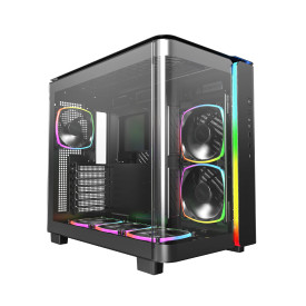 Кутия за компютър Montech KING 95 Pro, Dual Chamber Mid-tower Case, 6 ARGB Fans, 2 Front Panels, Black