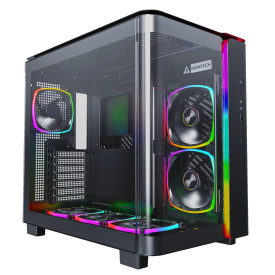 Кутия за компютър Montech KING 95 Pro, Dual Chamber Mid-tower Case, 6 ARGB Fans, 2 Front Panels, Black