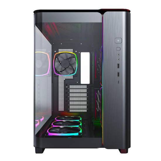 Кутия за компютър Montech KING 95 Pro, Dual Chamber Mid-tower Case, 6 ARGB Fans, 2 Front Panels, Black