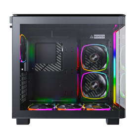 Кутия за компютър Montech KING 95 Pro, Dual Chamber Mid-tower Case, 6 ARGB Fans, 2 Front Panels, Black