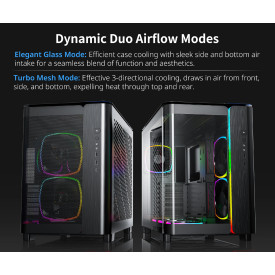 Кутия за компютър Montech KING 95 Pro, Dual Chamber Mid-tower Case, 6 ARGB Fans, 2 Front Panels, Black