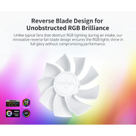 Вентилатор Montech RX120 PWM, REVERSE Fan, 120mm, ARGB, White