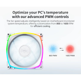 Вентилатор Montech RX120 PWM, REVERSE Fan, 120mm, ARGB, White