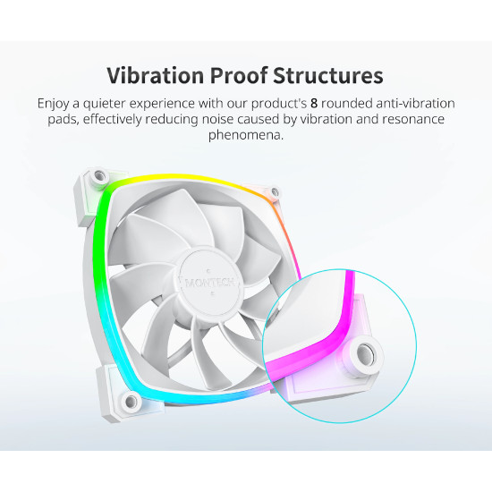 Вентилатор Montech RX120 PWM, REVERSE Fan, 120mm, ARGB, White