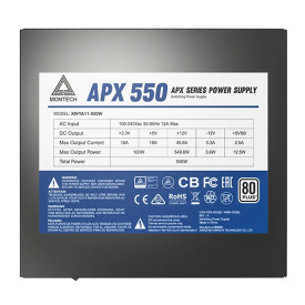 Захранване Montech PSU 550W - APX - 80 Plus White