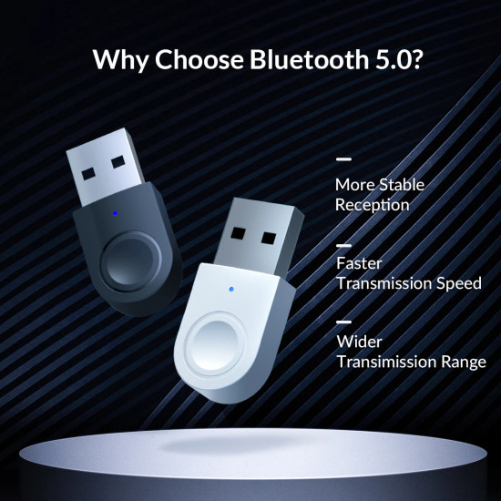Блутут адаптер Orico Bluetooth 5.0 USB adapter, black - BTA-608-BK