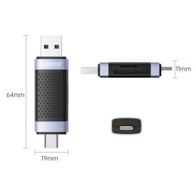 Четец за карти Orico Card Reader USB Type C/A Black - CD2D-AC2-BK