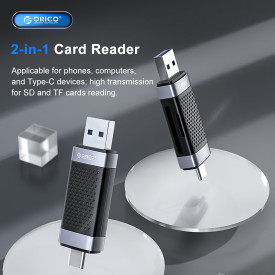 Четец за карти Orico Card Reader USB Type C/A Black - CD2D-AC2-BK