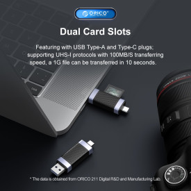 Четец за карти Orico Card Reader USB Type C/A Black - CD2D-AC2-BK