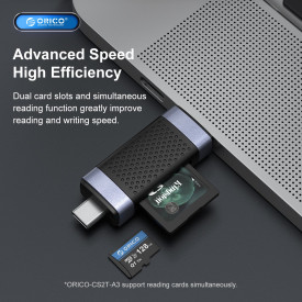 Четец за карти Orico Card Reader USB Type C/A Black - CD2D-AC2-BK