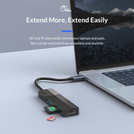 Докинг станция Orico Docking Station Type-C 5-in-1 - MDK-5P Black - Card Reader, HDMI, USB3.0 x1, USB2.0 x1