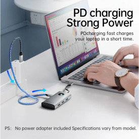 Докинг станция Orico Docking Station Type-C - PW11-6PR-GY-EP - HDMI x 1, USB-C x 1, USB3.0 x 3, USB-C PD100W x 1, LAN x 1 (1Gbps)