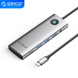 Докинг станция Orico Type-C Docking Station Power Distribution 100W - HDMI, Type-C x 1, USB3.0 x 3, LAN 1000Mbps Gigabit, SD/TF, VGA, Audio - PW11-10P-GY