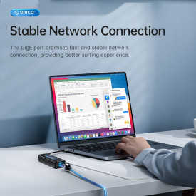 USB хъб Orico HUB USB3.0 3 port + LAN 1000M - PW3UR-U3-015-BK