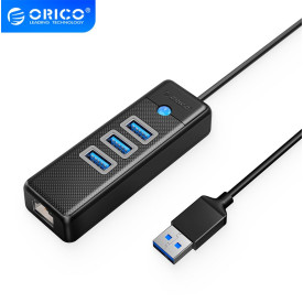 USB хъб Orico HUB USB3.0 3 port + LAN 1000M - PW3UR-U3-015-BK