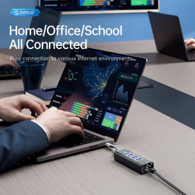 USB хъб Orico HUB USB3.0 3 port + LAN 1000M - PW3UR-U3-015-BK