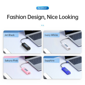 USB хъб Orico HUB USB3.0 3 port + LAN 1000M - PW3UR-U3-015-BK