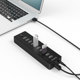 USB хъб Orico USB 10-port HUB with power adapter - P10-U2-V1-EU-BK