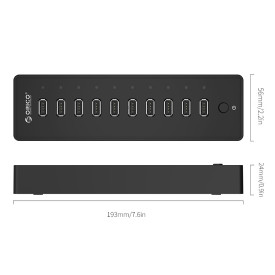 USB хъб Orico USB 10-port HUB with power adapter - P10-U2-V1-EU-BK