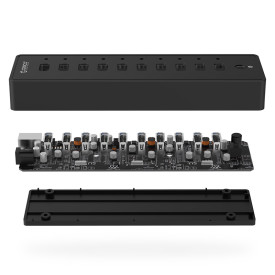 USB хъб Orico USB 10-port HUB with power adapter - P10-U2-V1-EU-BK