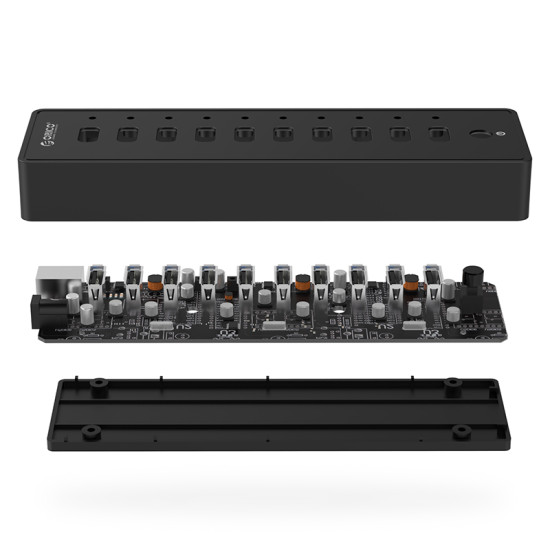 USB хъб Orico USB 10-port HUB with power adapter - P10-U2-V1-EU-BK