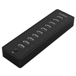 USB хъб Orico USB 10-port HUB with power adapter - P10-U2-V1-EU-BK