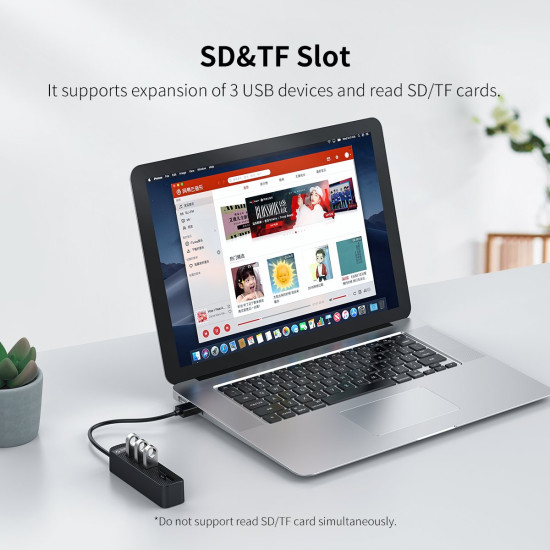 USB хъб Orico USB3.0 HUB 3 port + Card Reader - TWU3-3AST
