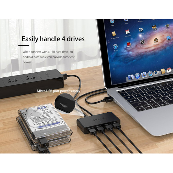 USB хъб Orico USB3.0 HUB 4 port black - G11-H4-U3-03-BK
