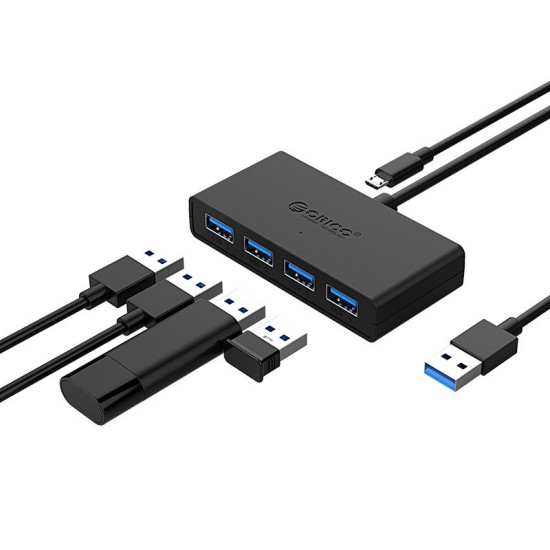 USB хъб Orico USB3.0 HUB 4 port black - G11-H4-U3-03-BK