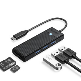 USB хъб Orico USB3.1 HUB Type-C - 3 x USB3.0, SD, TF - PAPW3AT-C3-015-BK