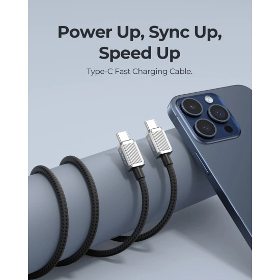 USB кабел Orico USB C-to-C PD 100W Charging 1.5m Black - GQZ100-15-BK