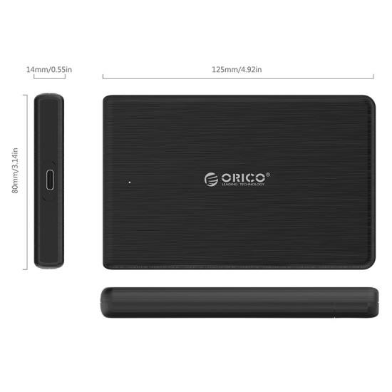Външна кутия за диск Orico Storage - Case - 2.5 inch TYPE C Black- 2189C3-BK