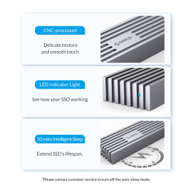 Външна кутия за диск Orico Storage - Case - M.2 NVMe M-key 10 Gbps Aluminum Heatsink Gray - FV35C3-G2-GY