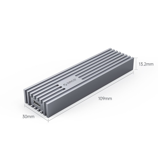 Външна кутия за диск Orico Storage - Case - M.2 NVMe M-key 10 Gbps Aluminum Heatsink Gray - FV35C3-G2-GY