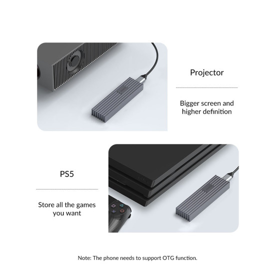 Външна кутия за диск Orico Storage - Case - M.2 NVMe M-key 10 Gbps Aluminum Heatsink Gray - FV35C3-G2-GY
