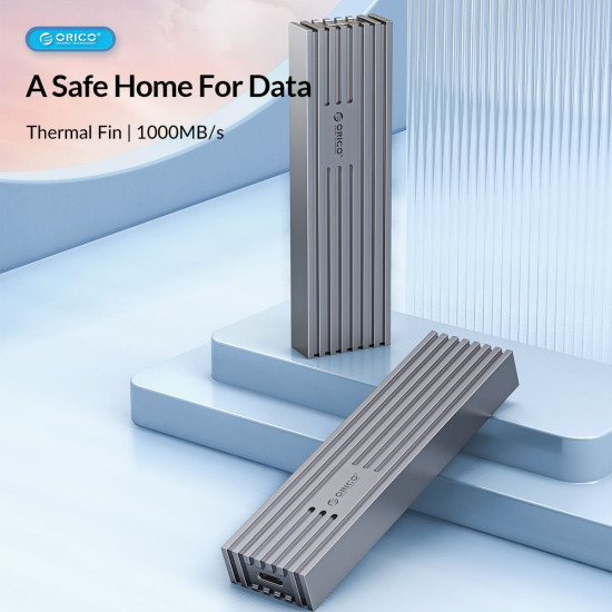 Външна кутия за диск Orico Storage - Case - M.2 NVMe M-key 10 Gbps Aluminum Heatsink Gray - FV35C3-G2-GY